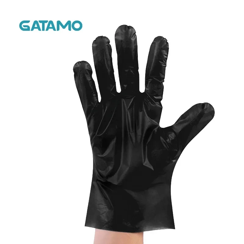 BST004 Cheap Cleaning Kitchen Household Cleanroom Disposable Powder Free Food Grade Black Plastic Hand Glove TPE Gloves