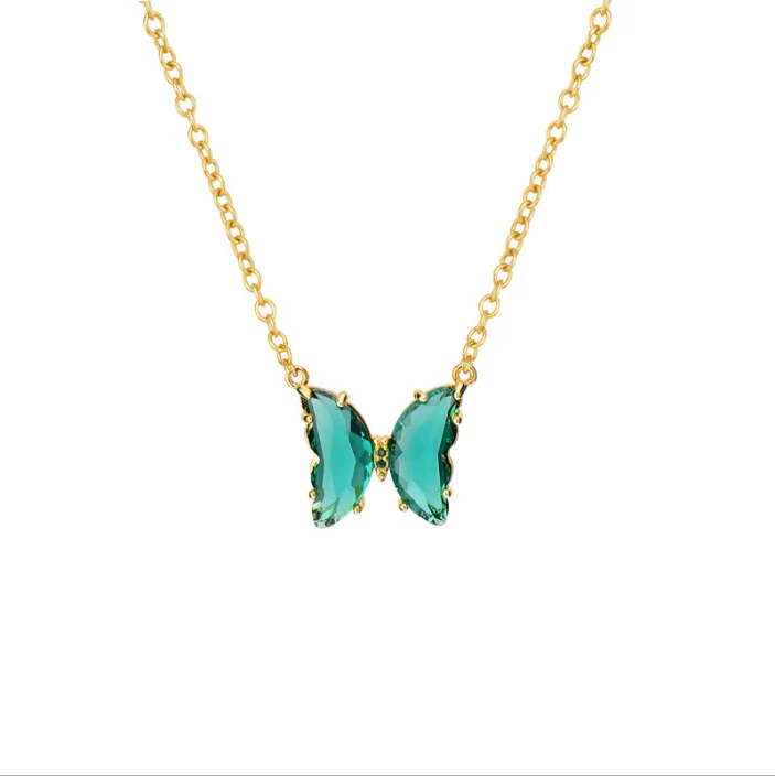 
European American trend gold butterfly set diamond necklace female contracted frosted butterfly pendant Necklaces for Women 