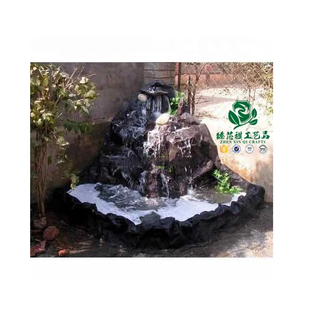 zhen xin qi crafts Natural Wholesale fiberglass artificial rock fountains For All Garden Styles waterfall