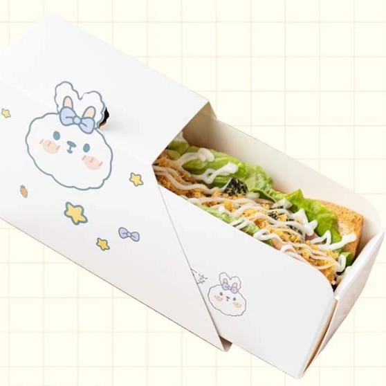 Wholesale Toast Packaging Box Bread Breakfast Packaging Baking Sandwich Paper Tray