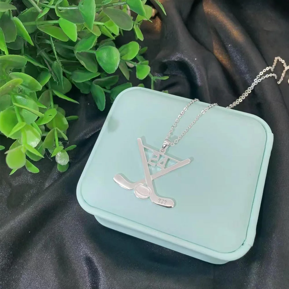 2023 Hot Fashion Gold Plated Hockey Stick Charm Pendant Plated 18K 925 sterling silver custom name necklace