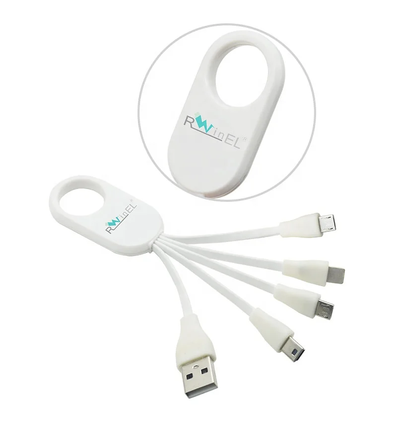 Fast Charging 4 In 1 Gift Customized Luminous Logo Keychain Usb Cable For Iphone For Samsung For Android usb custom logo