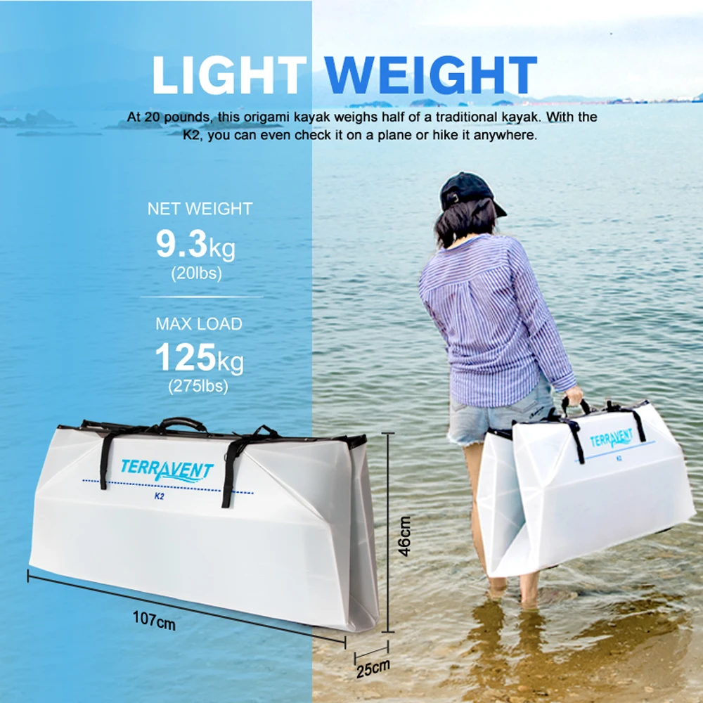Amazon Hot Seller PVC Foldable portable water sports sea folding kayak tandem fishing fold canoe kayaks