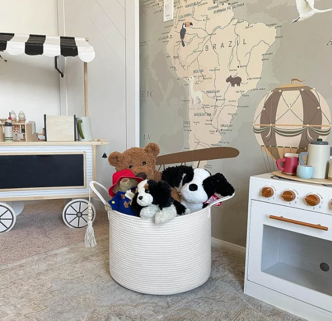 Goodpick Large Laundry Basket Decorative White Basket for Blankets Baby Living Room Bedroom White basket