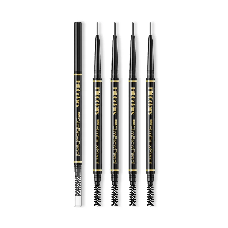 Private label 4 color 1.5mm ultra-fine double-ended eyebrow pencil three-dimensional waterproof durable custom logo