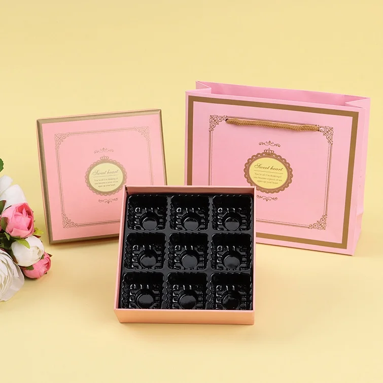 Factory direct sale chocolate chip cookie nut cardboard lid and base packaging gift box with insert divider