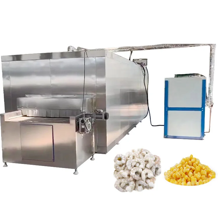 Low temperature deep continuous tunnel pastry pork tuna dumpling bread chicken meat cryogenic blast chiller industrial freezer