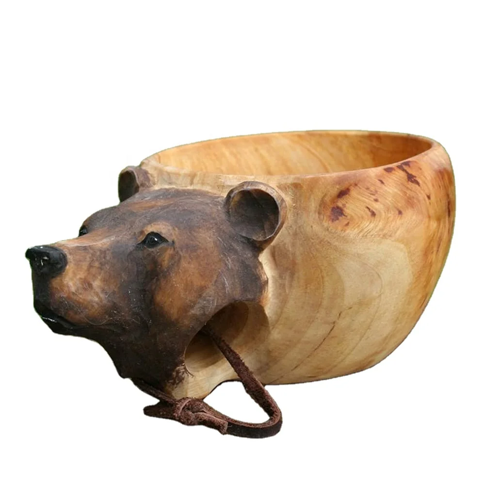 Деревянная чашка с логотипом