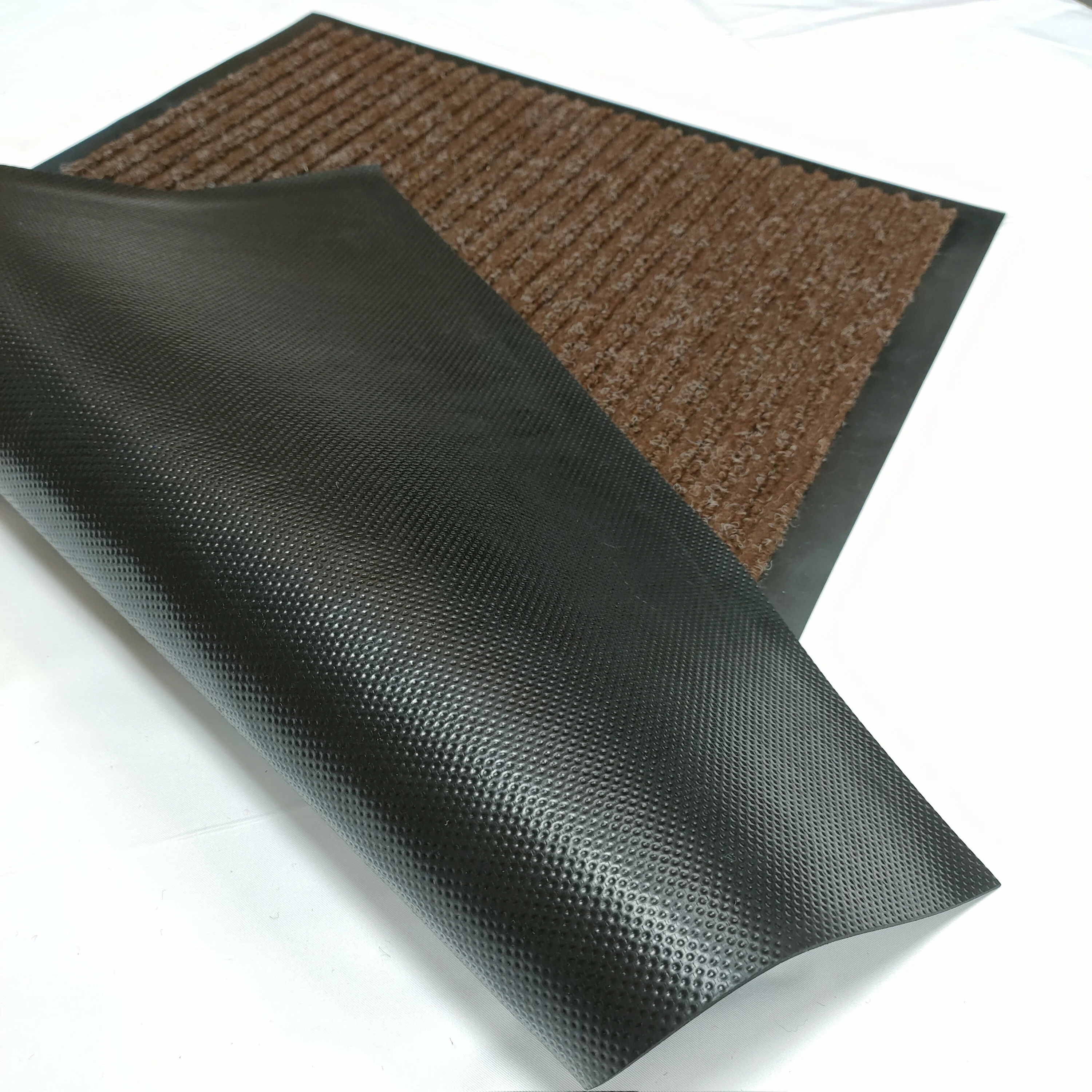 Двойной ребристый дверной коврик из полиэстера с подложкой ПВХ