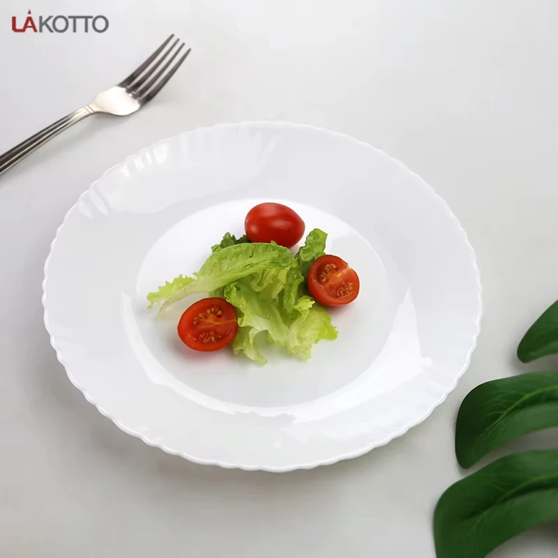 Wholesale Opal Glass Dinner Plate Set Customized Minimalist Restaurant Soup Dish Engraving New Classic Charger Home Use Free