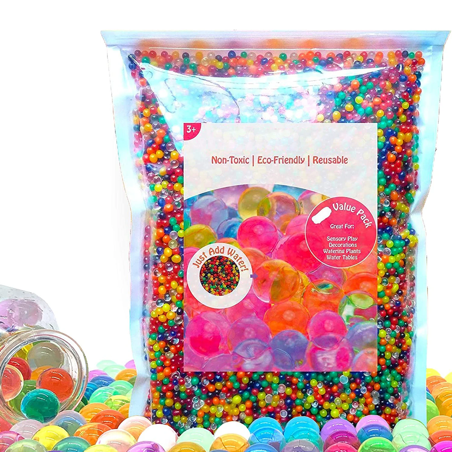 Water Beads Non-Toxic Rainbow Mix for Sensory Play Spa Refill Toys and Decor Marble Sized Sensory Toys
