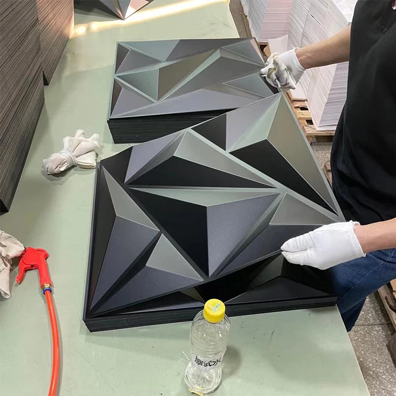 3d Wall Panels /sticker Wallpaper Diamend Shape Pvc Black Graphic Design Modern Waterproof White & Gold Wallpapers for Store