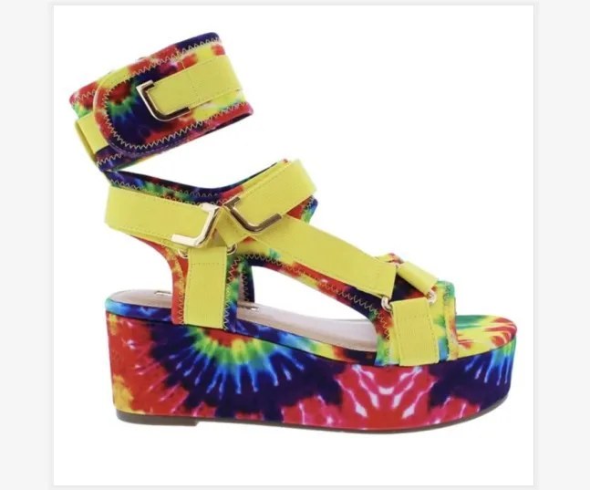 2022 Hot Sale New Contrast Color Slip-On Open Toe Wedge Sandals Women Fish Mouth LadieSandals Magic Fashion Belly Button Shoes