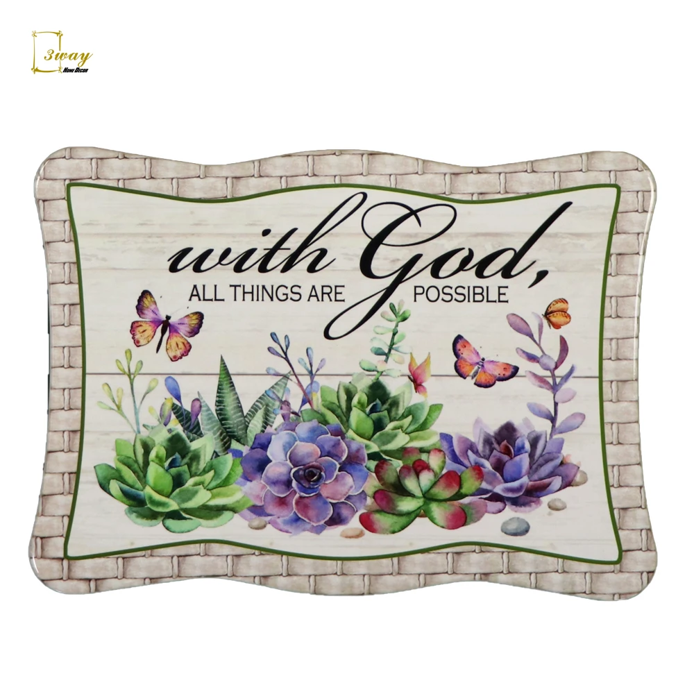 rectangle shape with flower edge standing ornament ceramic plaque home decor