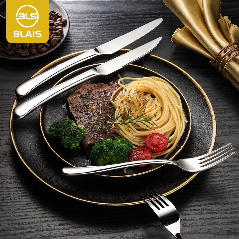 Restaurant wedding table deco tools modern wholesale heavy duty royal silver hammered silverware set stainless steel flatware