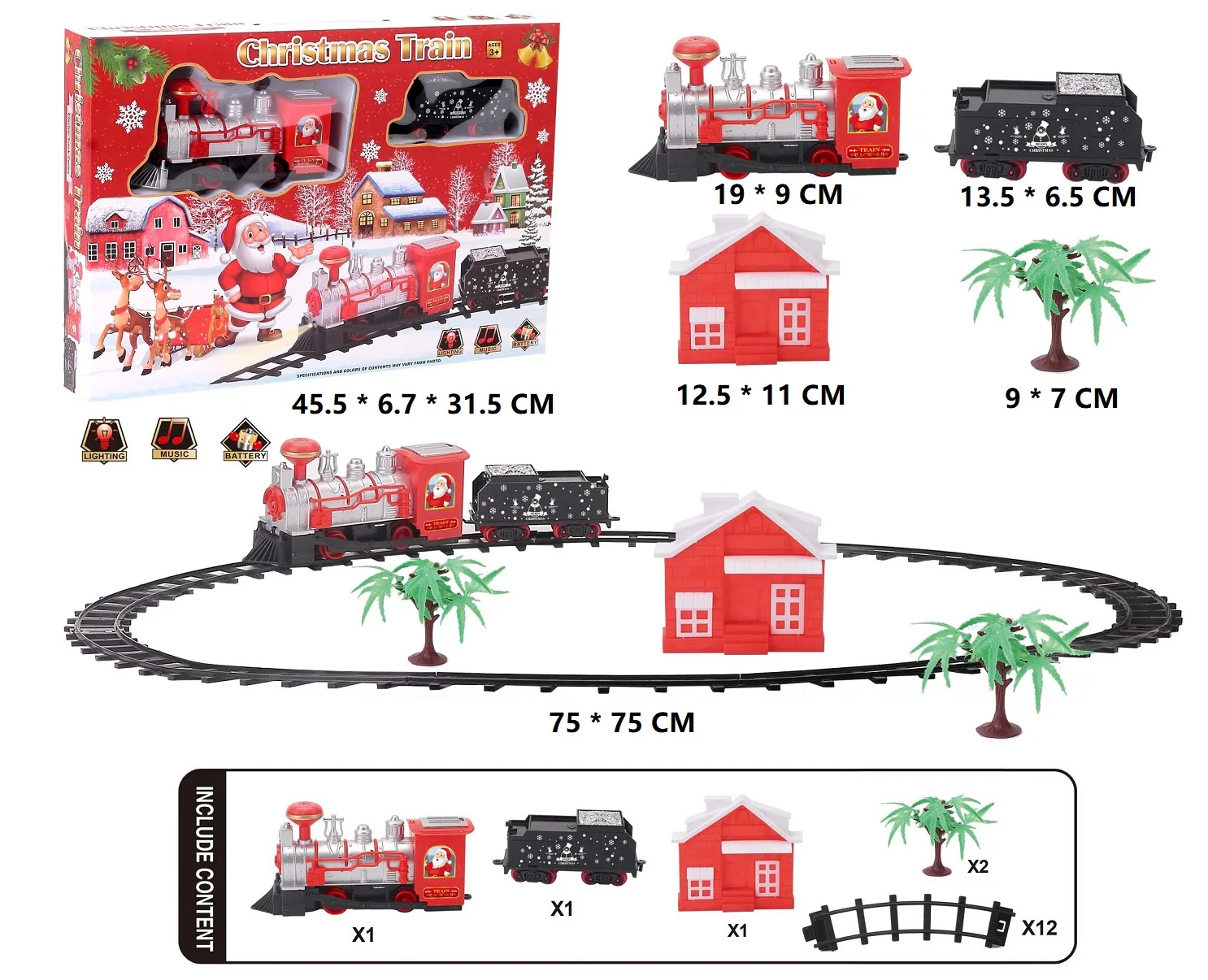 Multi-style plastic track electric railway train set  with music and light Christmas gift for kids