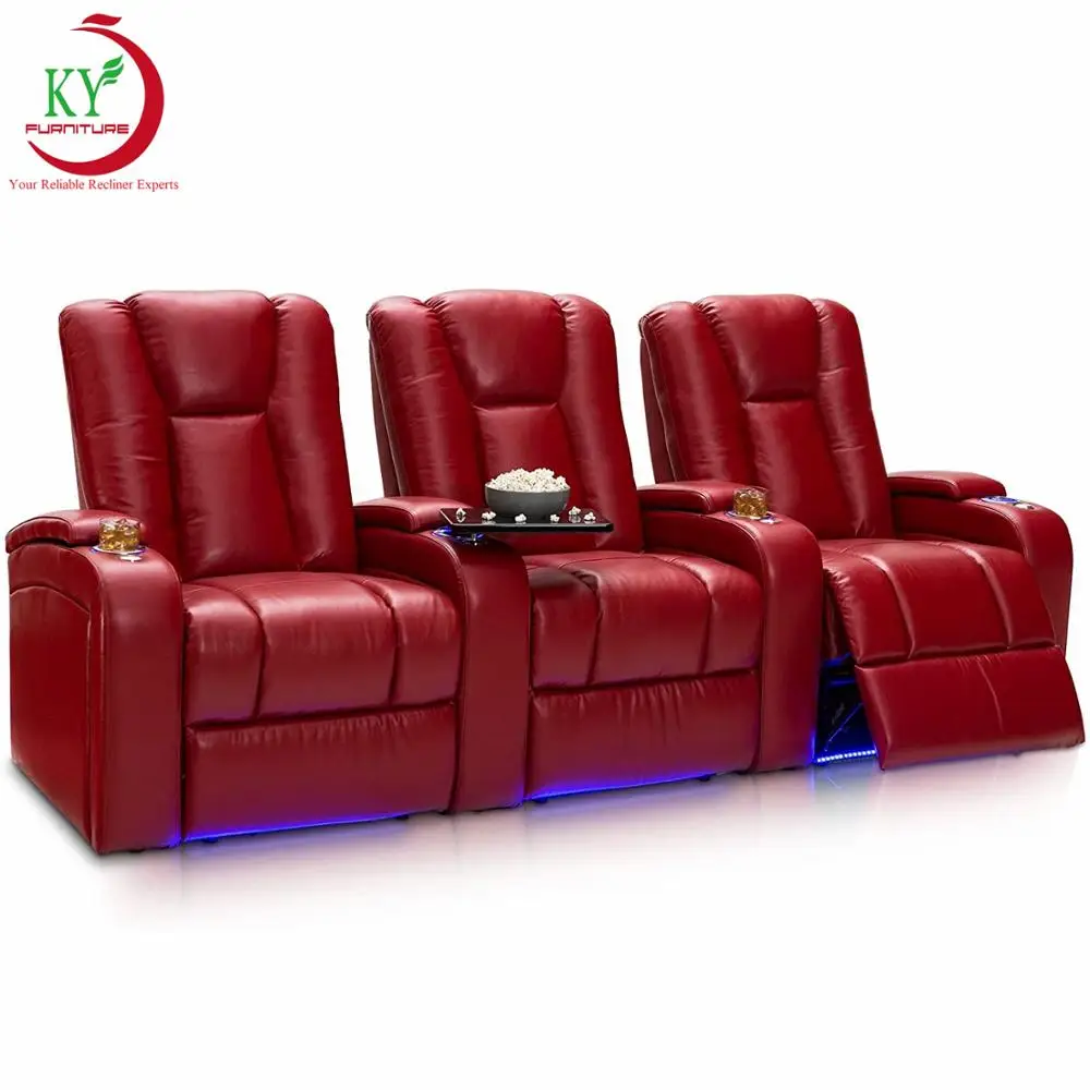 Geeksofa Modern Luxury VIP Power Electric Home Theater Cinema Seating Recliner Sofa With LED Light And Cup Holder