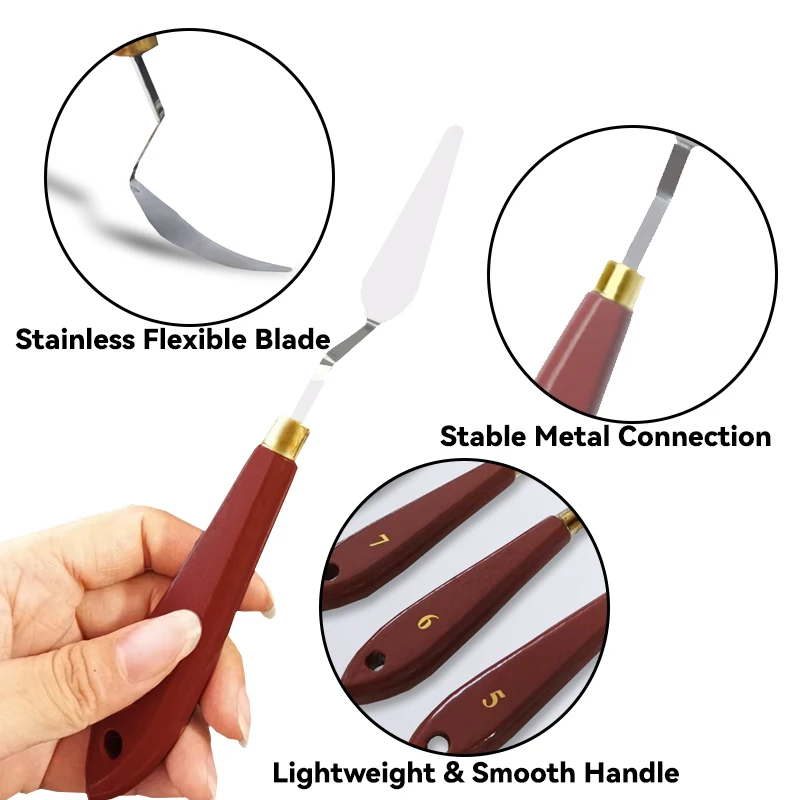 Professional Wood Stainless Steel Paint Knife Set Spatula Palette Knife For Oil Painting