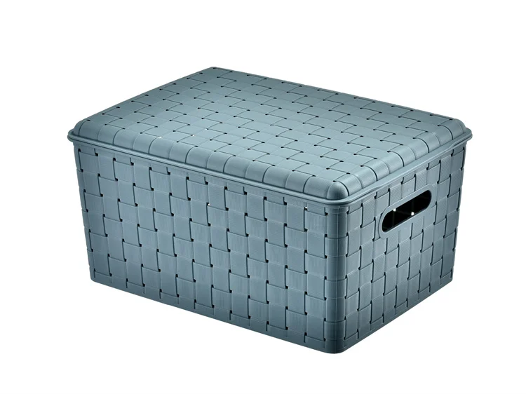 For Bathroom Living Room Kitchen Woven Basket Storage Basket With Lid  Laundry Rattan Storage Box