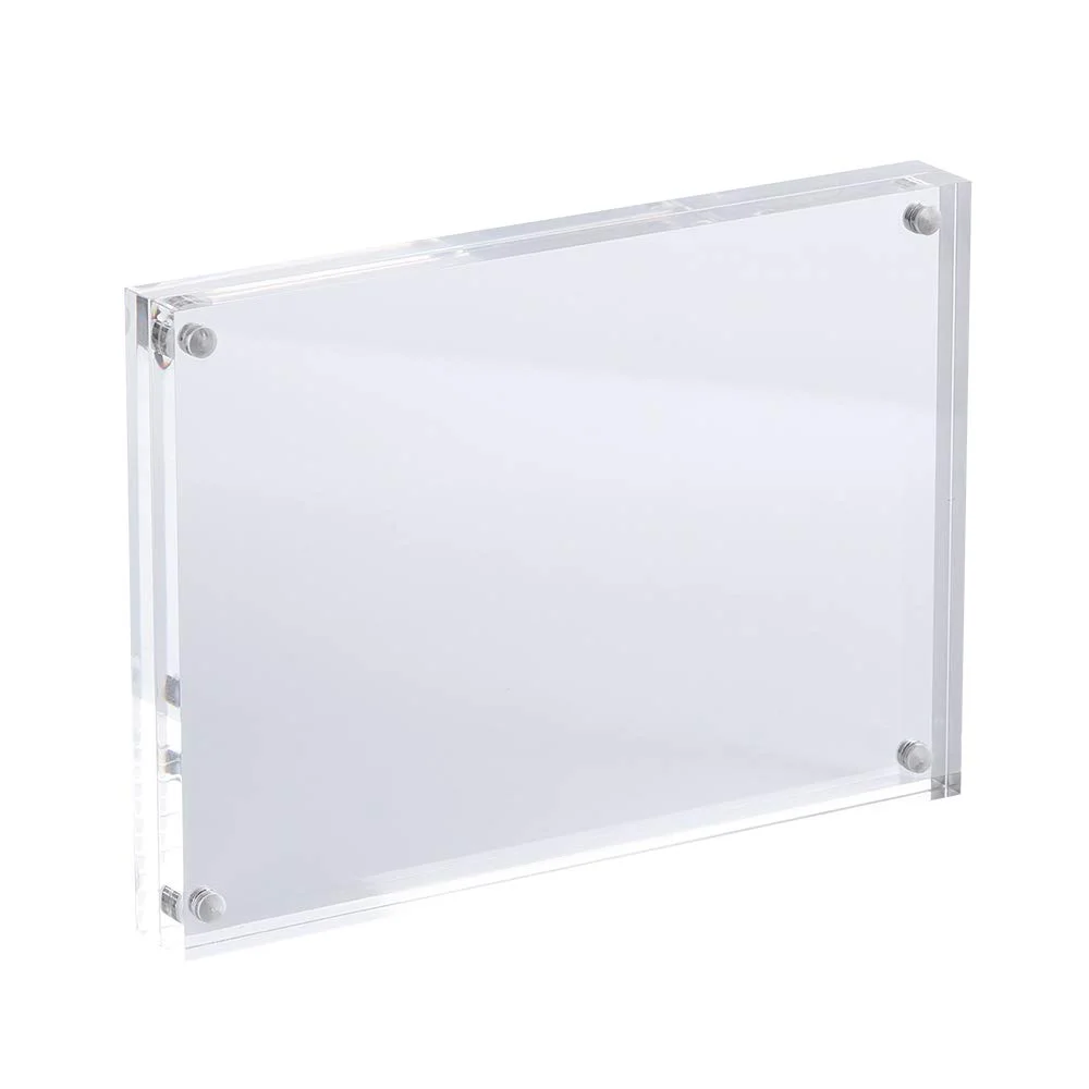 Freestanding Acrylic Photo Frame Double Sided Custom Thickness Size Clear Acrylic Magnetic Picture Frame for Wedding Decoration