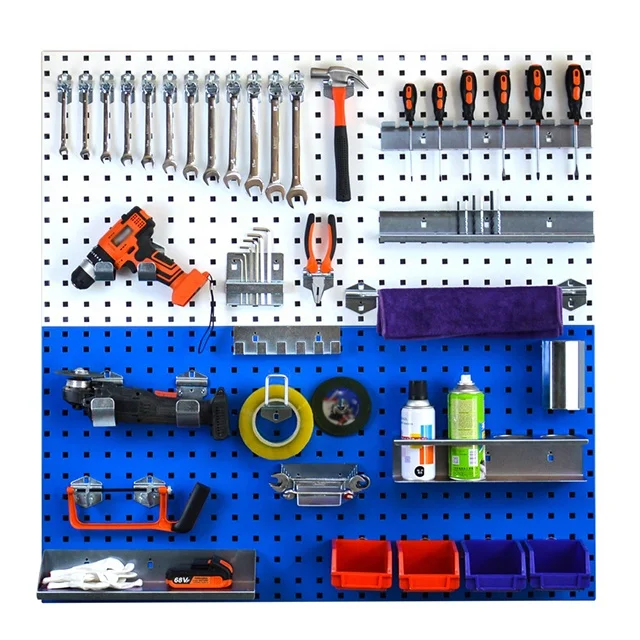 Wall organizer workshop tool storage metal pegboard