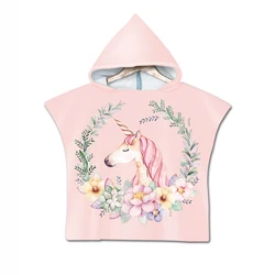 Wholesale Kids Hooded Towel Beach Surf Poncho Kids Hooded Beach Towel Super Absorbent Unicorn Hooded Towel for Kids 1pc for sale