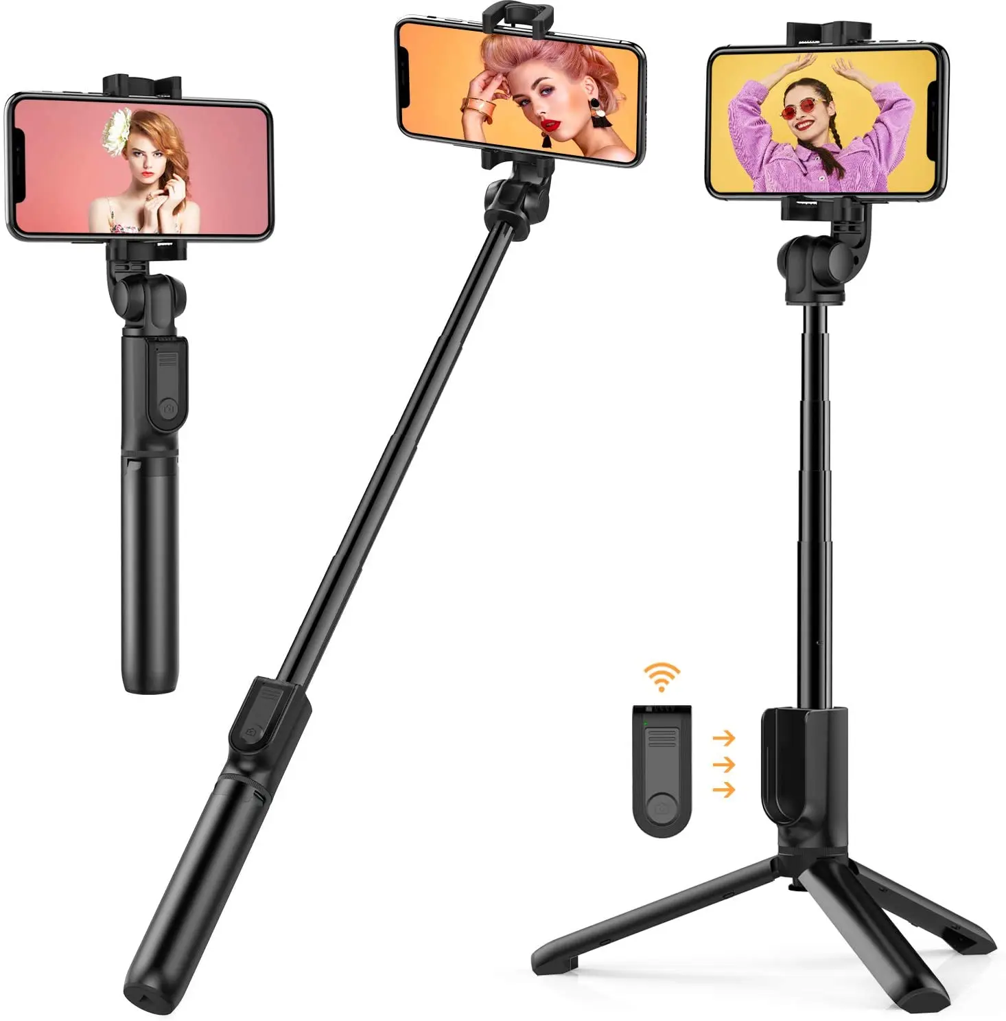 
WONEW Foldable Mini Tripod Expandable Monopod with Remote Control for iPhone IOS Android 3 in 1 Wireless Selfie Stick 