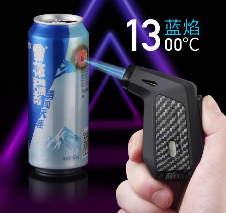 Mini windproof gas torch lighter with safety lock visible window lighter for BBQ cigar