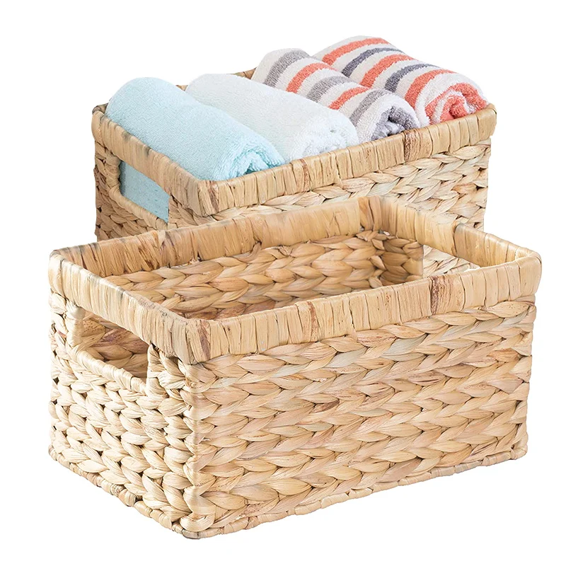 Best Price Folding Handwoven Vietnamese Handle Outdoor Square Washing Natural Bread Curver flower hanging  Rattan Basket