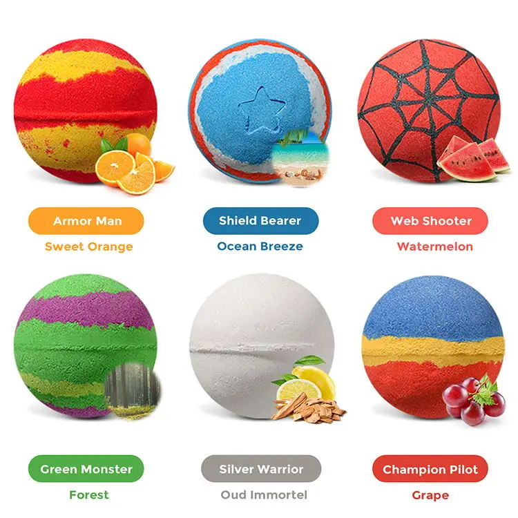 Custom Superhero Cupcake Rainbow For Put Toy Bath Bomb Box Fizzi Bomb Bar Sale Bath Bomb For Kids