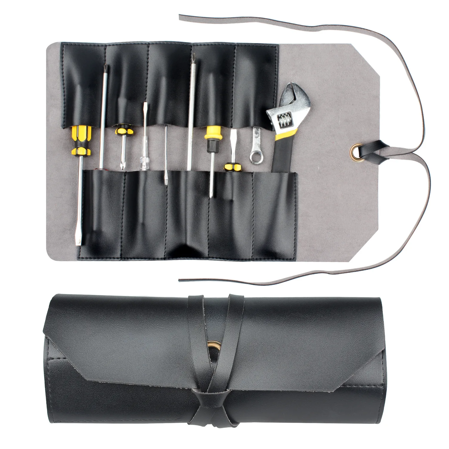 Multifunctional  scroll pack leather portable repair woodworking electrician  monkey spanner storage  kit