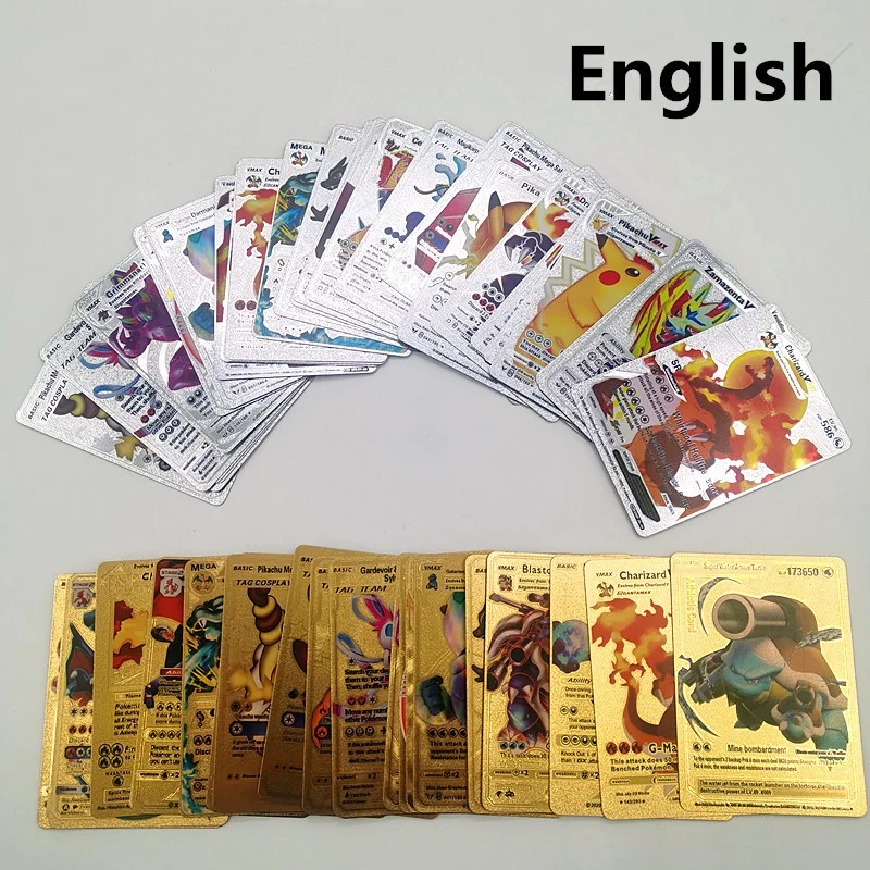 Hot Sale English 55pcs Box Gold Venusaur,1 Poke mon Cards Child Toys 54pcs/set Charizard Vmax GX Collection Pikachu Energy Card