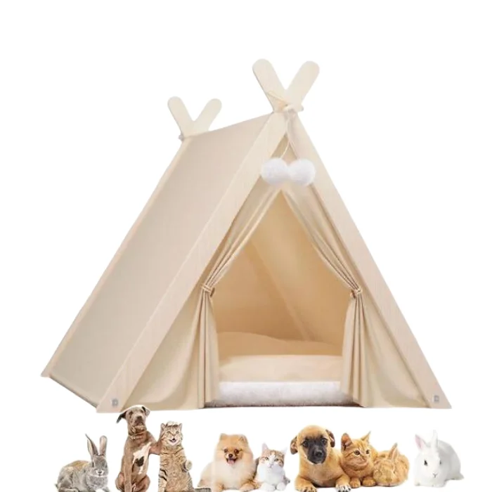 2024new	Beige good-looking Strong triangular bracket pet nest	dog house Breathable	tent for dogs	cat bed	chicken teepee