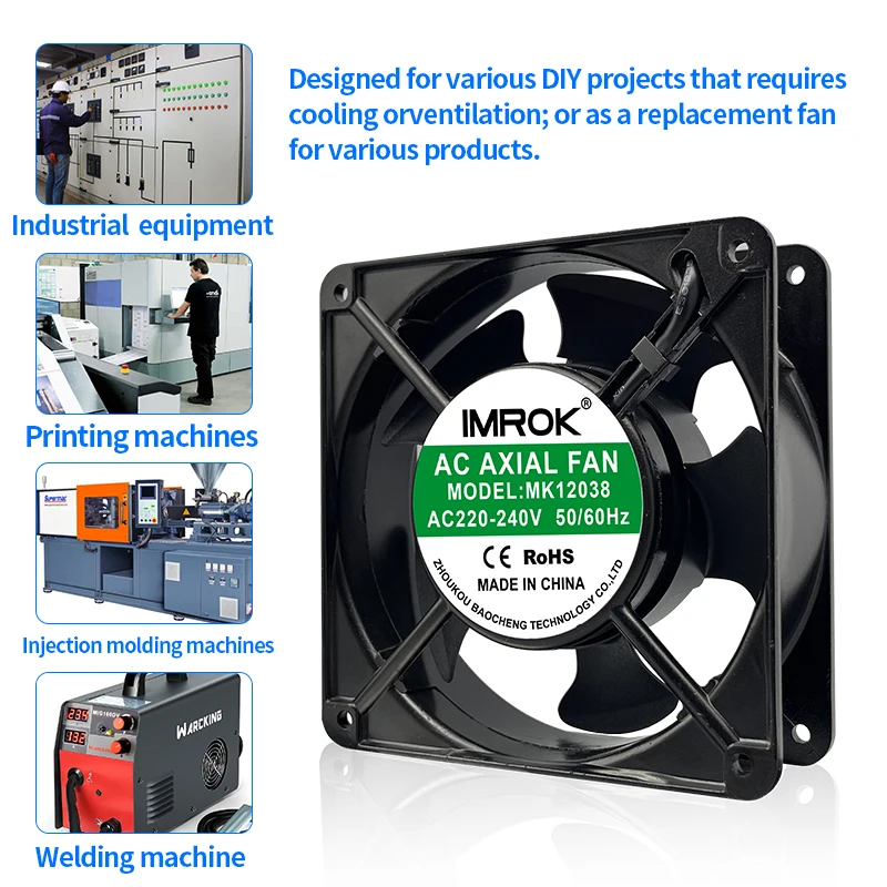12038 120mm 115v 220v 240v Air Cooling Axial Flow Fan With Ec Motor For Outdoor