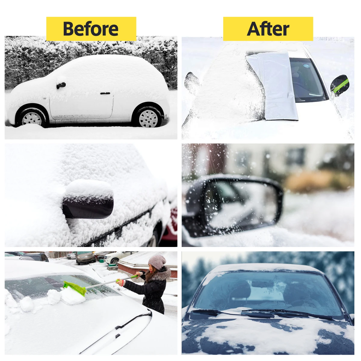 Car Windshield Snow Cover for Trucks Vans and SUV in All Winter,  Sun Cove Leaf Cover