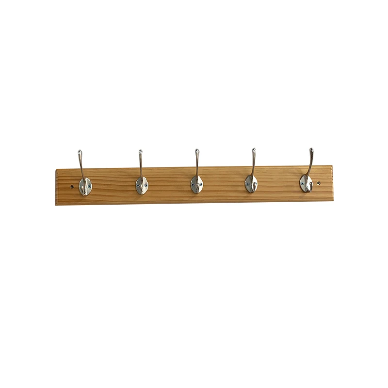 Solid Wood Floating Shelves Wall Mounted Long Shelves Durable Metal Bracket Rustic Wall Shelf with 5 Hooks for Kitchen Bathroom