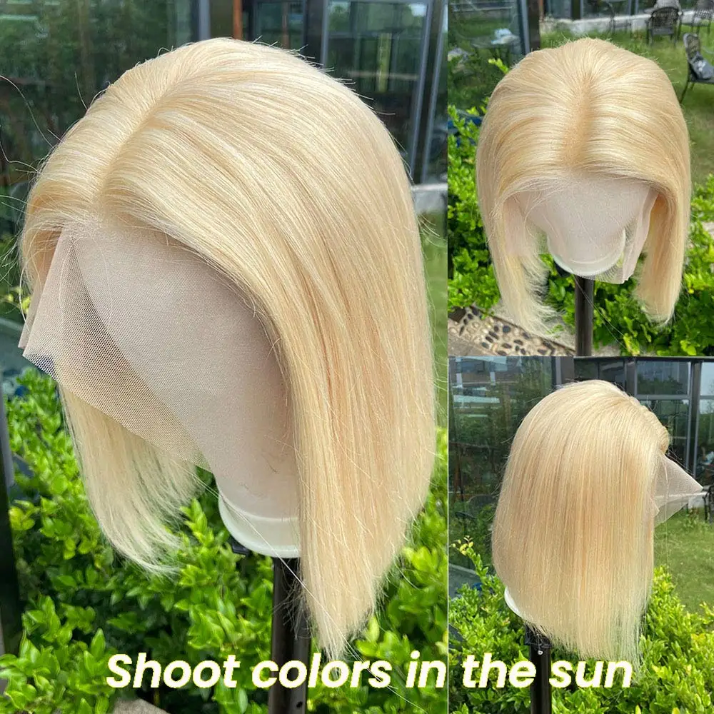 200 Density Lace Frontal Wig Human Hair Colored HD 613 Bob Lace Wig Lace Front Wholesale Raw Peruvian Bob Wigs For Black Women