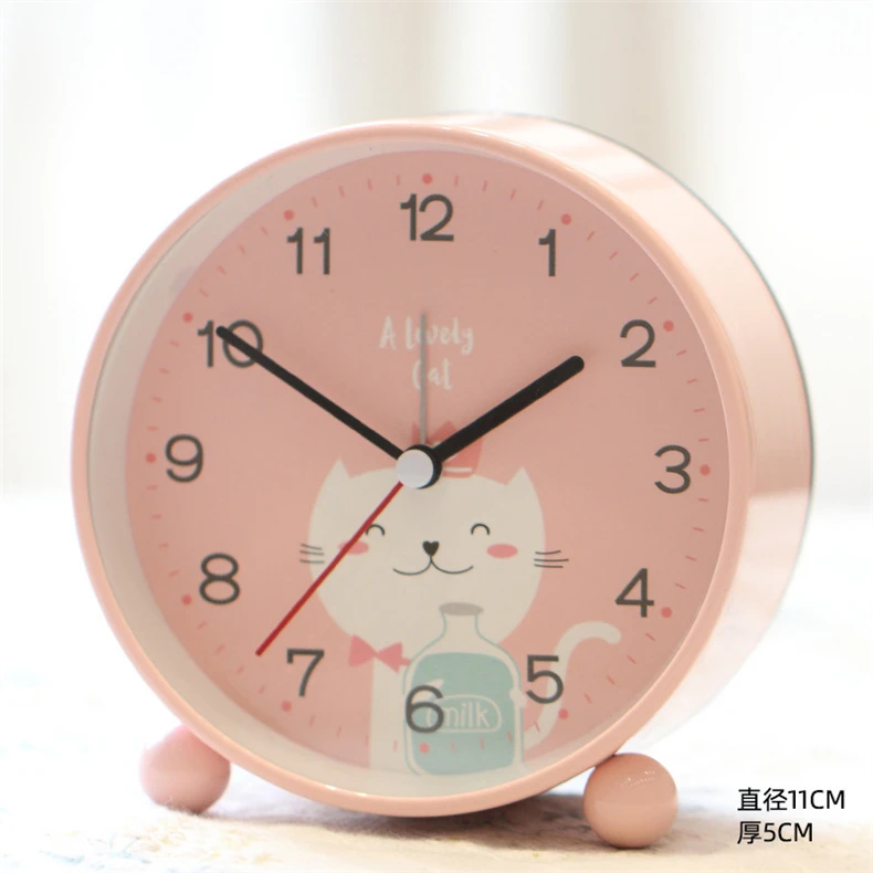 4 Inch Carton Cute Rainbow Early Childhood Education Alarm Clock Snooze Mute Kids Table Clock With Nightlight