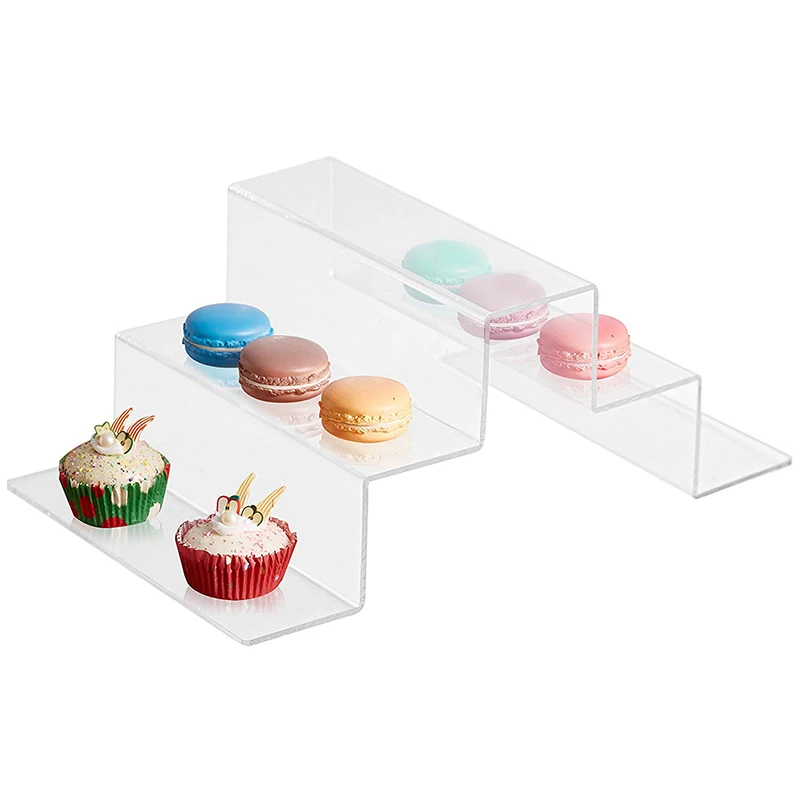 Custom logo Manufactory High quality Transparent Acrylic food cakes and dessert ladder display rack with factory prices