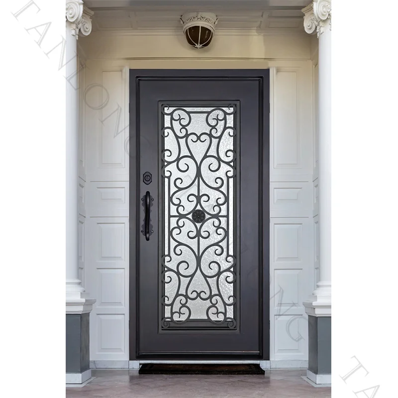 Main exterior house Wrought iron front door french iron door designs entrance iron glass door