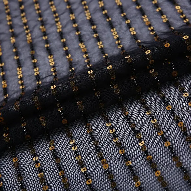 Га-15892 Тюль из сетчатой ткани с блестками и вышивкой, новейший дизайн, нейлоновая ткань с блестками и вышивкой