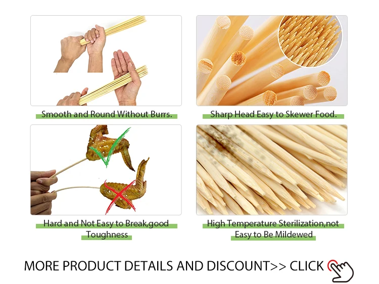 Bamboo Skewers 100PCS BBQ Skewers Bamboo Grill Shish Kabob Skewers Natural Bamboo Sticks for Barbecue