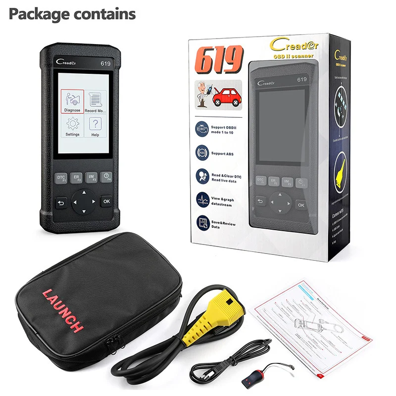 Диагностический инструмент X431 Creader CR619 OBD2 автомобильный сканер считыватель кодов двигателя ABS SRS сканер CR619