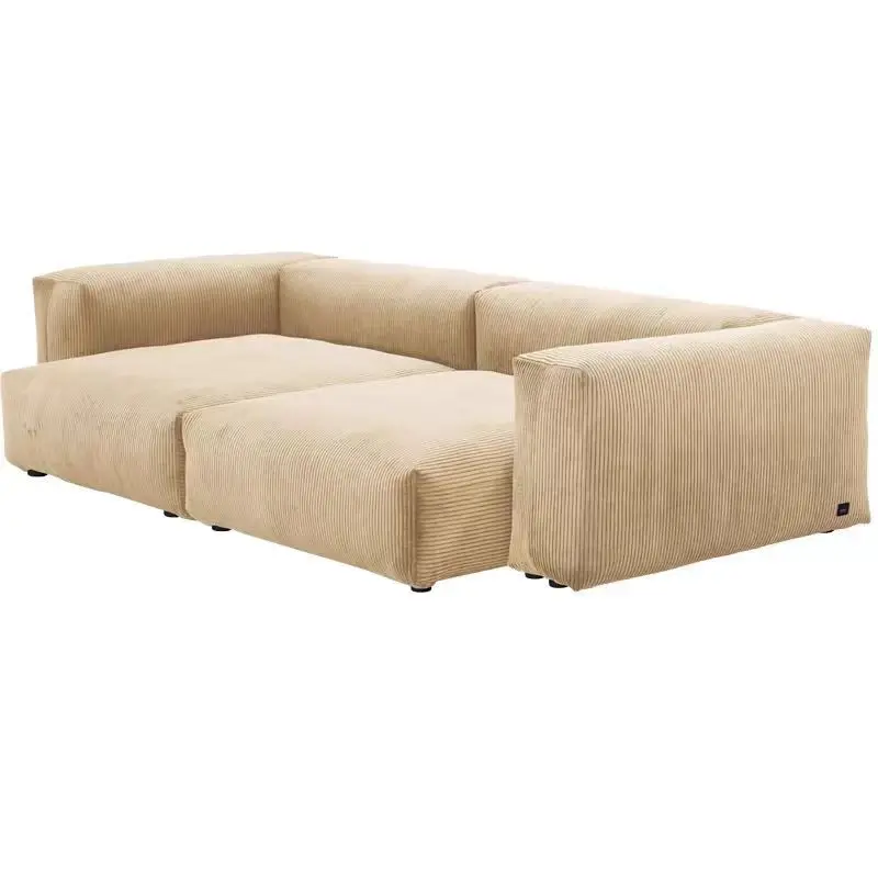 Corduroy sofa living room 2024 new wabi-Sabi cloth art double cream wind small household tofu block
