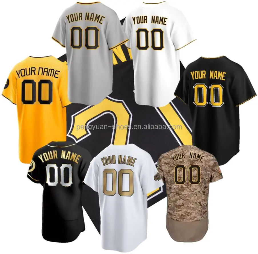 Best Quality Stitched Custom Your Name Number Logo Pittsburgh Team Style Embroidered American Baseball Jersey