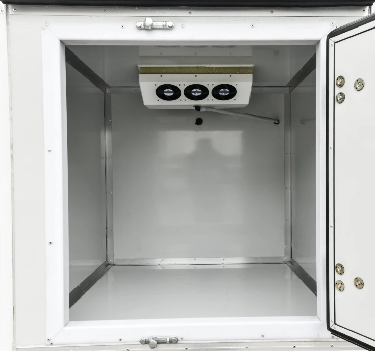 The long range 5000w 60km/h mini portable car with fridge 72V 230ah car refrigerator freezer for last mile delivery