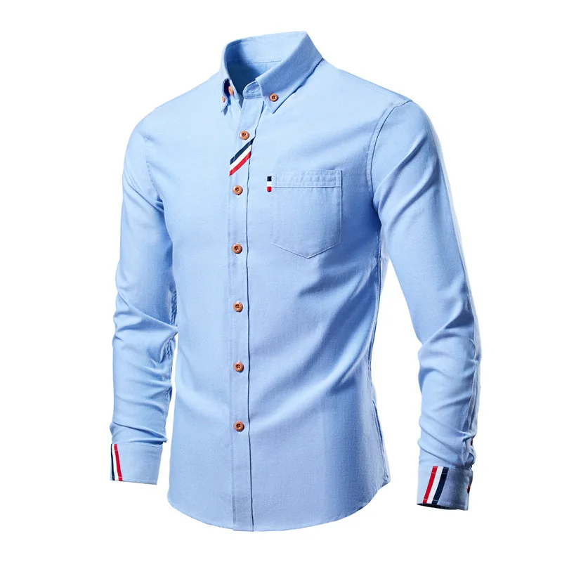 Wholesale Oxford Shirts Men Cotton Long Sleeve Dress Shirt Slim Fit Fashion Blouse Dress Shirts For Men Clothing