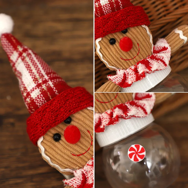 Christmas Candy Jar Plastic Transparent Gift Storage Bottle Snowman Elk Festival Decoration Kid Gift Packaging For New Year