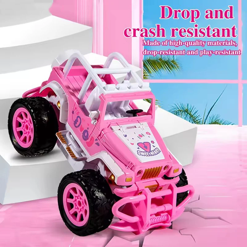 Kid Pink cute Mini Electric Rc Fast Racing Drift Stunt Car Electronic Pink Open Car toy with doll