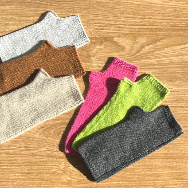 Knitted Gloves Fashion 2023 Winter 100% Cashmere Style Super Warm Women cashmere fingerless gloves